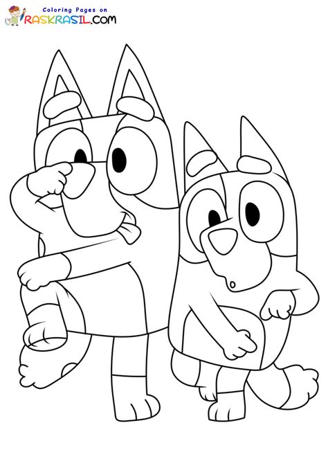 dibujos de blue|bingo y bluey para colorear.